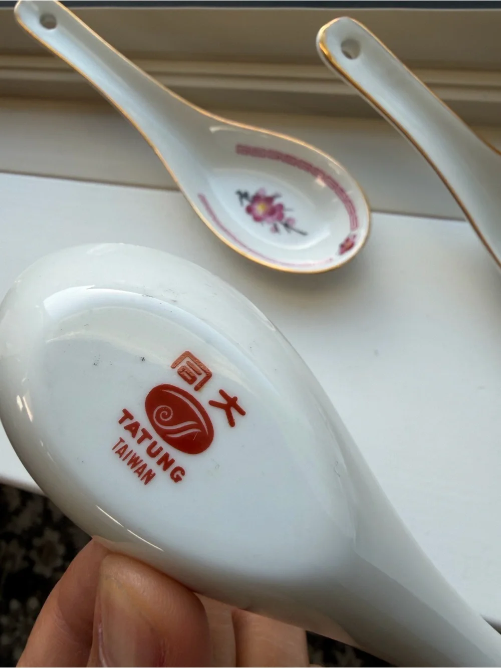 Vintage Porcelain Floral Soup Spoons - Set of 6